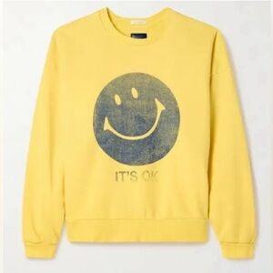 MOTHER The Drop Square Sweatshirt “It’s OK” 100% Cotton Yellow NWT XL Rare